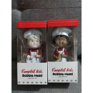 Vtg Campbell Kids Chef Bobble Heads Set of 2 NOS (lvs)